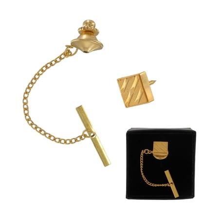 Mens Gold Tone Retro Eames Style Square Tie Tac Tack Pin Gift Boxed