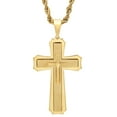 thumbnail image 1 of Mens Gold-Tone Stainless Steel Stacked Cross Pendant Necklace, 1 of 5
