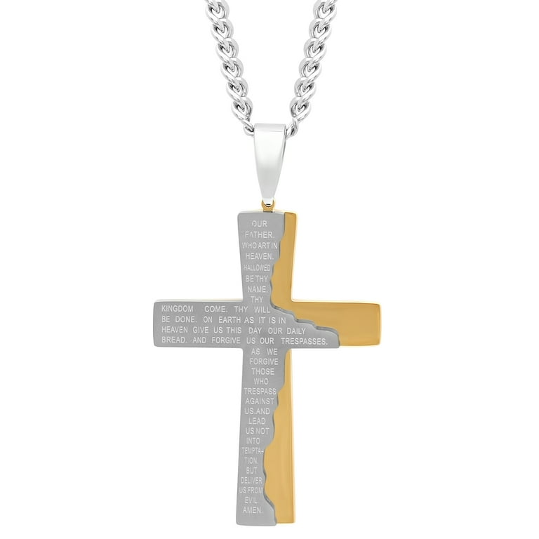 Gold cross hotsell with lord's prayer