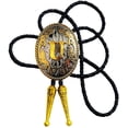 thumbnail image 1 of Mens Golden Bolo tie Western Initial Letter A to Z Cowboy Aalphabet Bola Tie, 1 of 6
