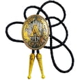 thumbnail image 1 of Mens Golden Bolo tie Western Initial Letter A to Z Cowboy Aalphabet Bola Tie, 1 of 6