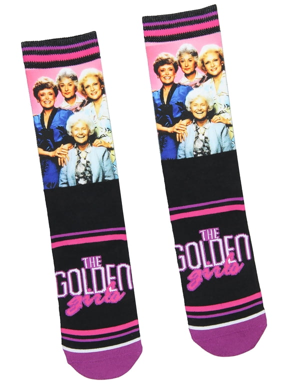 Mens Golden Girls Athletic Pink & Black Crew Socks