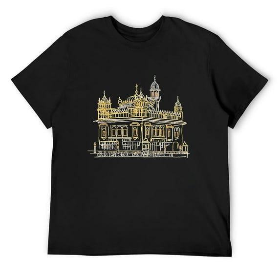 Mens Golden Temple India T-shirt Tee T Shirt Tshirt Black Small