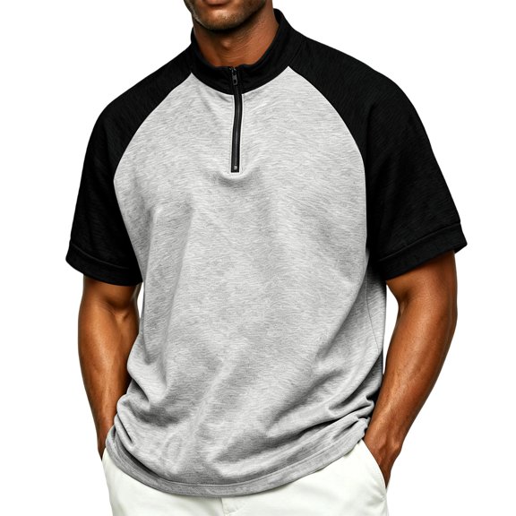 Mens Golf Baseball Pullover Waterproof Workout Cage Jacket Weather Resistant Short Sleeve 1/4 Zip Athletic Shirt, L
