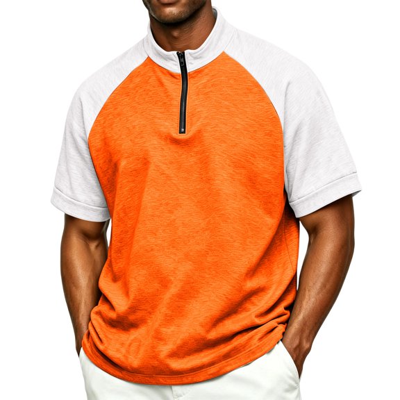Mens Golf Baseball Pullover Waterproof Workout Cage Jacket Weather Resistant Short Sleeve 1/4 Zip Athletic Shirt, L