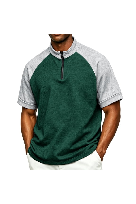 Mens Golf Baseball Pullover Waterproof Workout Cage Jacket Weather Resistant Short Sleeve 1/4 Zip Athletic Shirt, L
