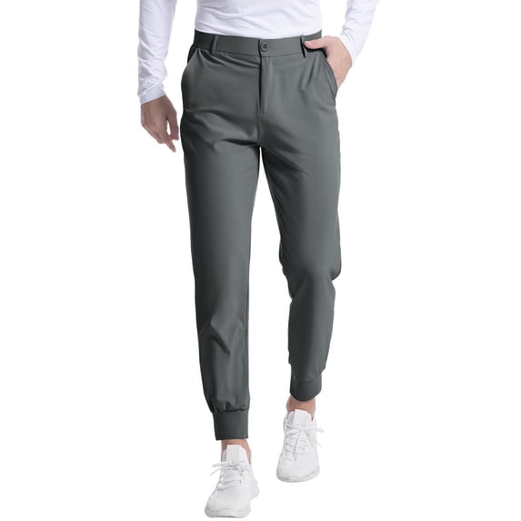 Mens Golf Dress Pants Skinny Fit Tapered Slim Stretch Lightweight Quick Dry Chino with Pockets for Work Casual, L