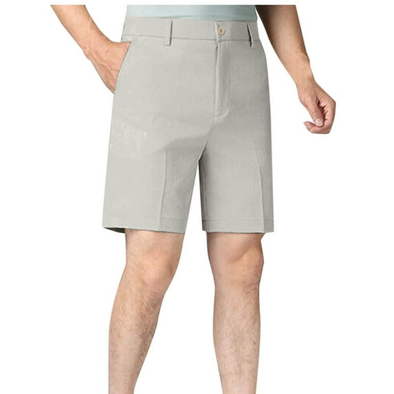 Mens Golf Dress Shorts Elastic Waist Classic-Fit Button Zipper Shorts Straight Half shorts Pants