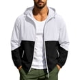 thumbnail image 1 of Mens Golf Hiking Jacket with Hood Windproof Light Weight Windbreaker Outdoor Fishing Raincoat Zipper Pockets Size 3XL White, 1 of 9