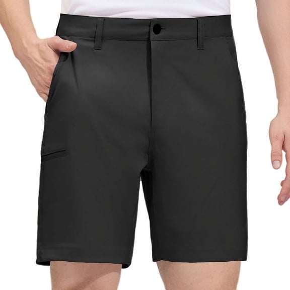 PULI Men’s Golf Hybrid Shorts 7" Dress Flat Front Quick-Dry Lightweight Stretch Chino Shorts with Pockets