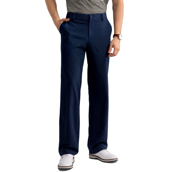 Mens Baggy Golf Pants Wide Leg Relaxed Fit Stretch Dress Pants for Daily Casual 5 Pockets