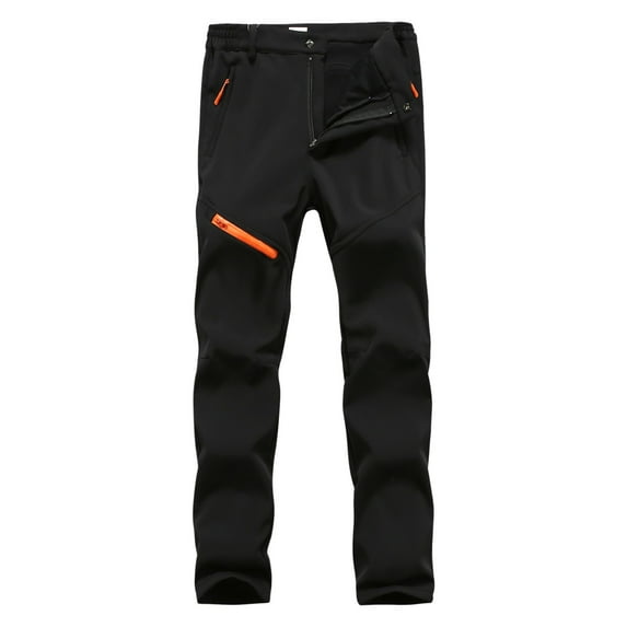 Mens Golf Pants Softshell Windproof Thermal Hiking Trekking Adventure Mens Casual Pants,Black,L