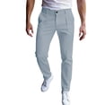thumbnail image 1 of Mens Golf Pants Stretch Dress Work Comfy Chino Pants Flat Front Lightweight Quick Dry Casual Slim Fit Trousers with Pockets for Work office Bussiness Light Blue, 1 of 9