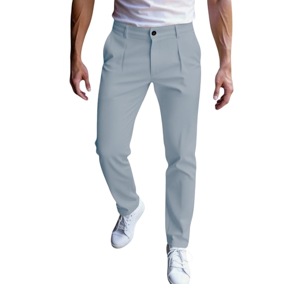 Mens Golf Pants Stretch Dress Work Comfy Chino Pants Flat Front Lightweight Quick Dry Casual Slim Fit Trousers with Pockets for Work office Bussiness Light Blue