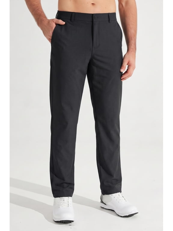 Mens Golf Pants-Stretch Work Dress Pants Quick Dry Lightweight Casual Comfy Trousers with Pockets Black(Size XS-XXXL)