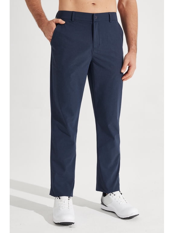 Mens Golf Pants-Stretch Work Dress Pants Quick Dry Lightweight Casual Comfy Trousers with Pockets Navy Blue(Size XS-XXXL)