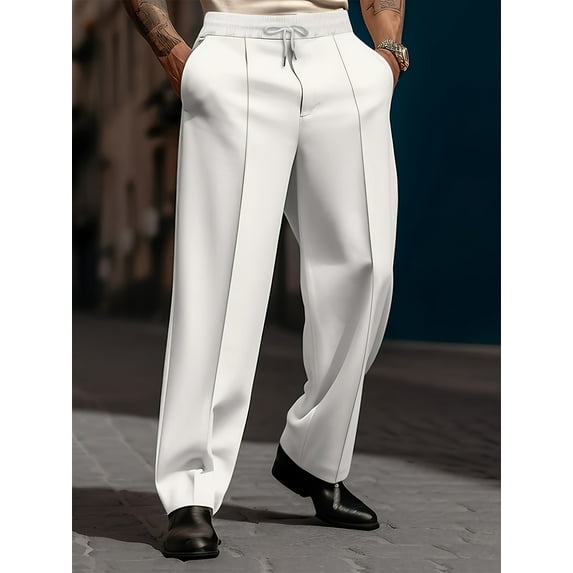 Mens Golf Pants Stretch Work Dress Pants Quick Dry Lightweight Casual Comfy Trousers with Pockets White 3XL