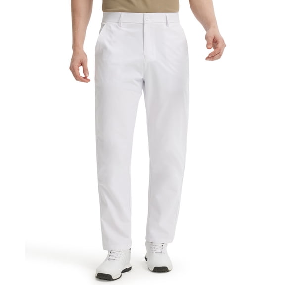 Mens Golf Pants-Stretch Work Dress Pants Quick Dry Lightweight Casual Comfy Trousers with Pockets White Various sizes
