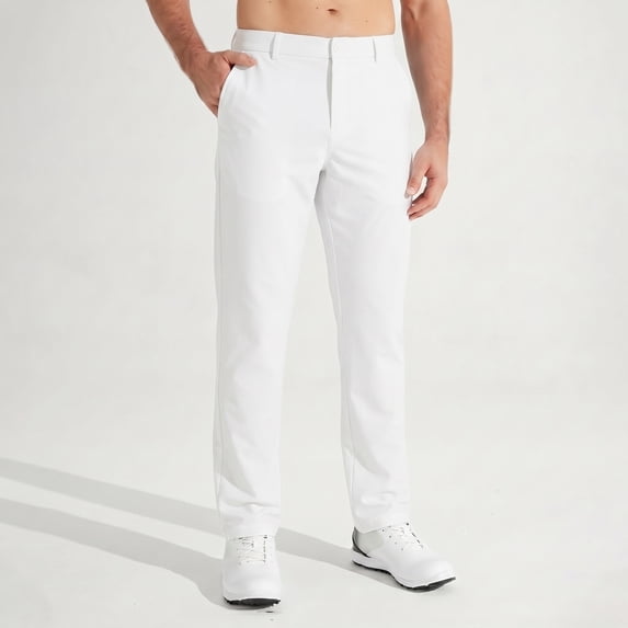 MASKERT Mens Golf Pants-Stretch Work Dress Pants Quick Dry Lightweight Casual Comfy Trousers with Pockets White(Size XS-XXXL)