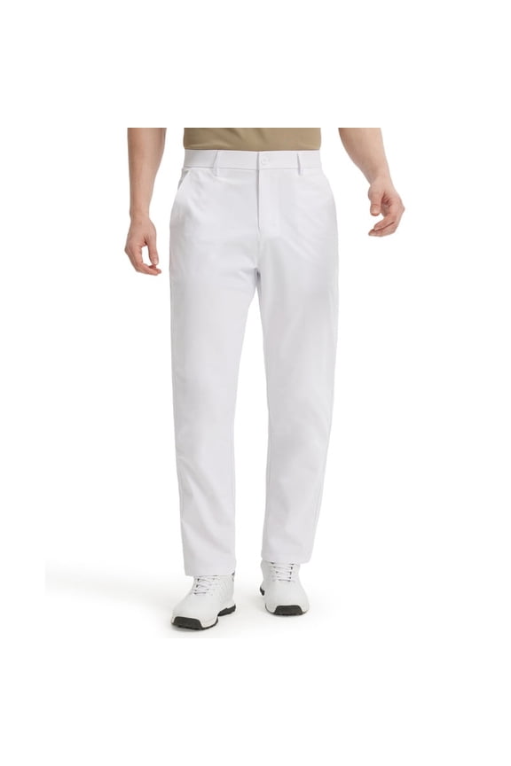 Mens Golf Pants-Stretch Work Dress Pants Quick Dry Lightweight Casual Comfy Trousers with Pockets White Various sizes