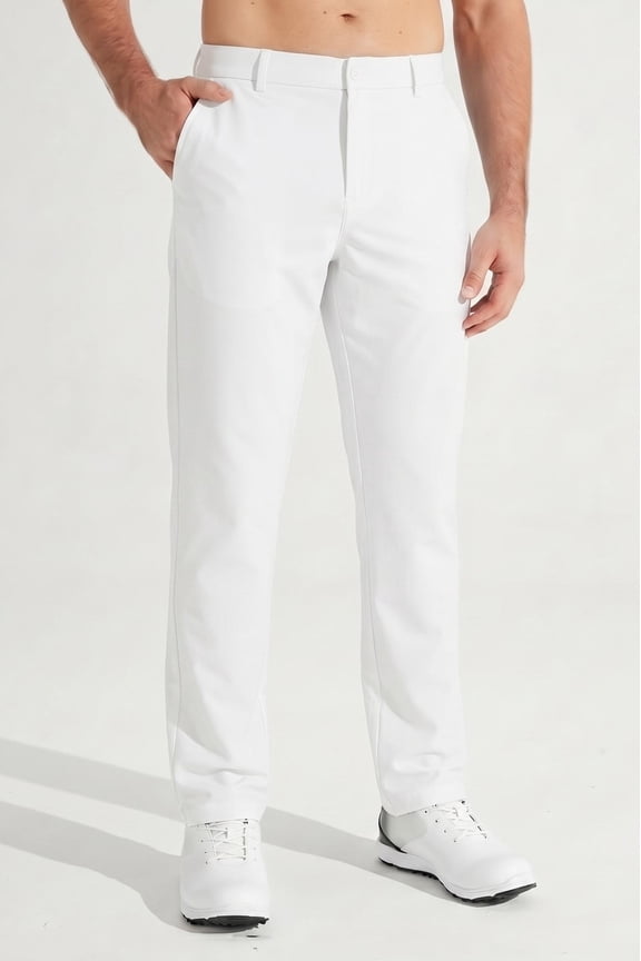 Mens Golf Pants-Stretch Work Dress Pants Quick Dry Lightweight Casual Comfy Trousers with Pockets White(Size XS-XXXL)