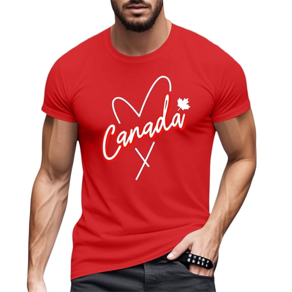 Mens Golf Polo Canada Maple Leaf Print Crewneck Mens Spring Shirt,Red,XS