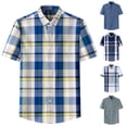thumbnail image 1 of Mens Golf Polo Check Pocket Buckle Lapel Short Sleeve Business Casual Clothes for Men,Blue,L, 1 of 3
