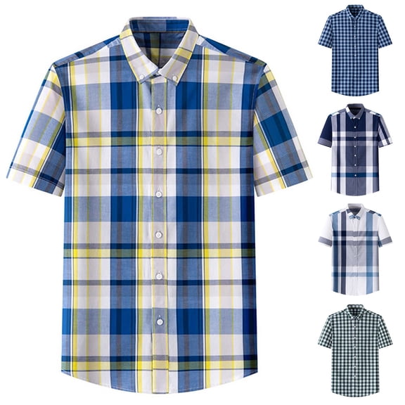 Mens Golf Polo Check Pocket Buckle Lapel Short Sleeve Mens Clothing,Blue,3XL