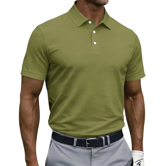Mens Golf Polo Shirts 2026 Casual Short Sleeve T-Shirts Moisture Wicking Button Down Classic Fit Solid Tees, XL