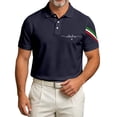 thumbnail image 1 of Mens Golf Polo Shirts Arrival Italian National Day Theme Print Ribbed Tops for Men,Navy,5XL, 1 of 5