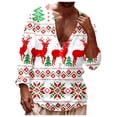 thumbnail image 1 of Mens Golf Polo Shirts Christmas Printed Pixel Snowflake Deer Theme Button Up Long Sleeve Mens Button Down Shirt,Watermelon Red,2XL, 1 of 4
