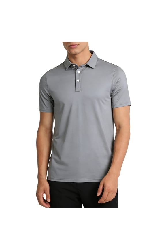 Men's Polo Shirts Short Sleeve Collared Shirt Men Casual Shirts for Men Uniform Polo Shirts Gray L