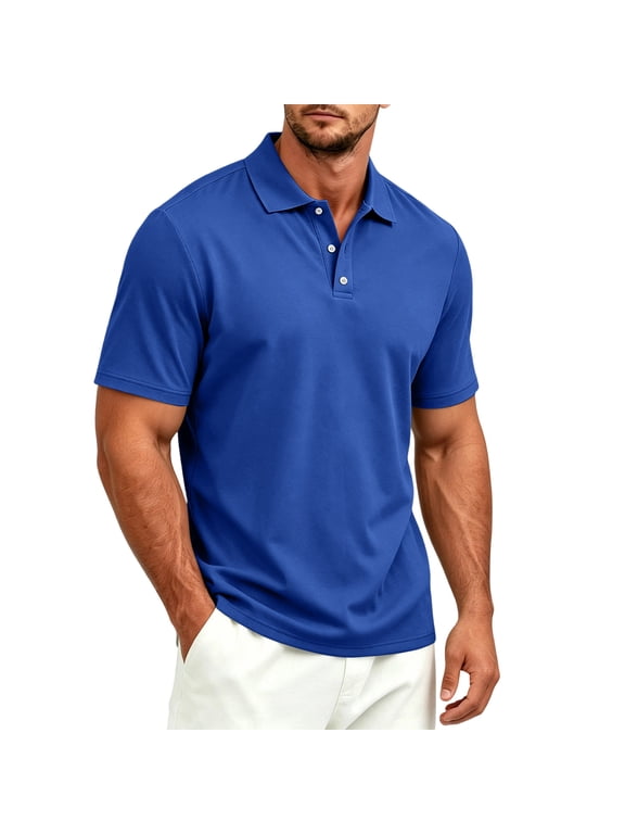 Mens Golf Polo Shirts Performance Dry Fit Moisture Wicking Casual Solid Short Sleeve Polo Shirts for Men