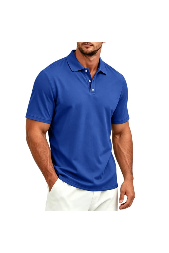 Mens Golf Polo Shirts Performance Dry Fit Moisture Wicking Casual Solid Short Sleeve Polo Shirts for Men
