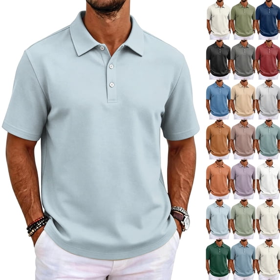 Mens Golf Polo Shirts Quick Dry Moisture Wicking Performance Polo Shirt for Business Casual Cyan XL