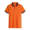 thumbnail image 1 of Mens Golf Polo Shirts Short Sleeve Button Lapel Solid Color Mens Knit Polo,Orange,M, 1 of 2