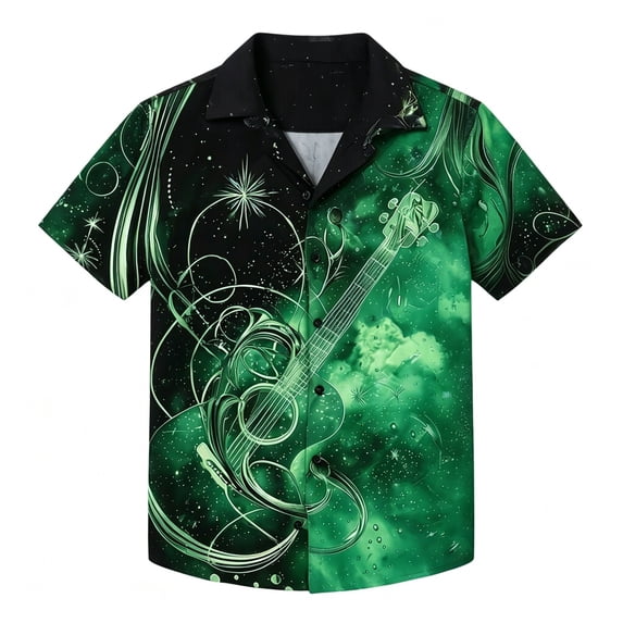Mens Golf Polo Shirts Short Sleeve Tropical Button Down Mens formal Shirts,Green,L