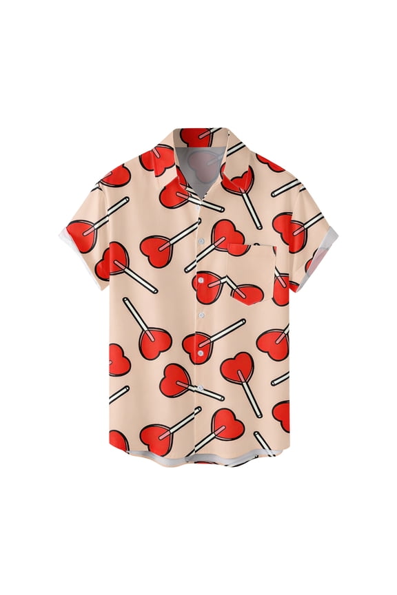 Mens Golf Polo Shirts Short Sleeve Tropical Print Button Down Mens Rugby Shirt,Khaki,4XL