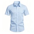 thumbnail image 1 of Mens Golf Polo Short Sleeve Button Down Printed Regular Mens Undershirts,Light Blue,L, 1 of 2