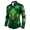 thumbnail image 1 of Mens Golf Polo St Patrick'S Day Long Sleeve Tropical Button Down Mens Knit Tops,Green,XL, 1 of 3