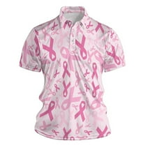 Mens Golf Polo Tops Cancer Prevention Month Short Sleeve Mens Graphic T-Shirts,Pink,S