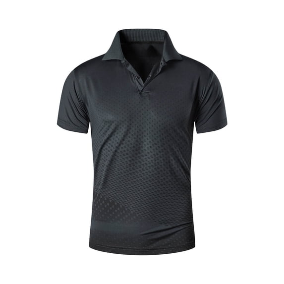 Mens Golf Polos Summer Short Sleeve Breathable Moisture Wicking Button Lapel Athletic Stretchy Shirts Dark Gray XXXL