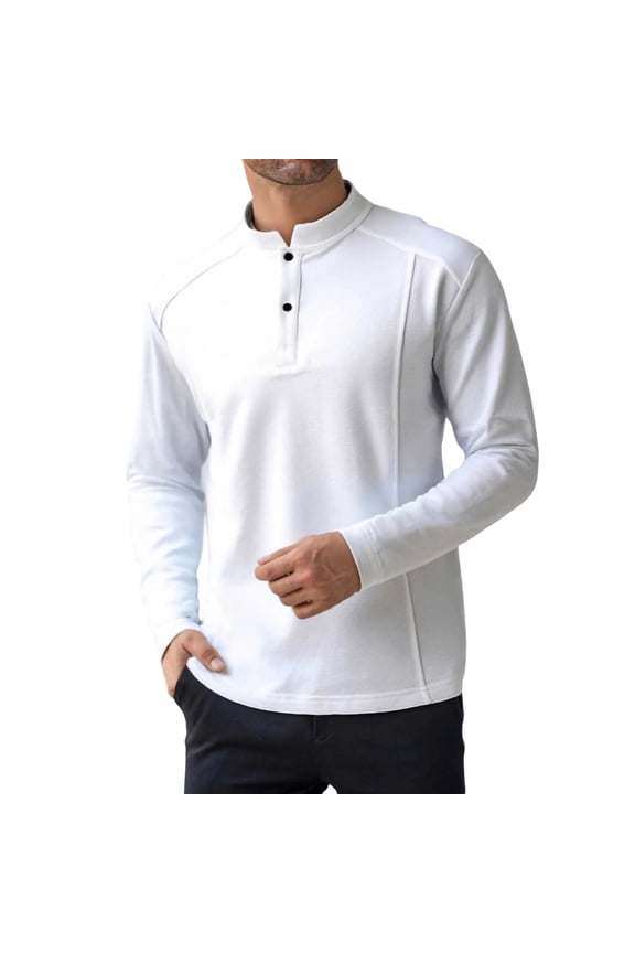 Mens Golf Quarter Button Sweatshirt Performance Ski Midlayer Quarter-Zip Tops Long Sleeve Pullover Plain High Elastic Sweatshirts Casual Top