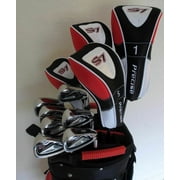 Mens Golf Set Clubs Driver, Woods, Hybrid, Irons, Putter and Cart Bag Complete Stiff