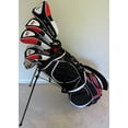 thumbnail image 1 of Mens Golf Set Complete Driver, 3 & 5 Fairway Woods, Hybrid, Irons, Putter Sand Wedge & Deluxe Stand Bag Right Handed, 1 of 4