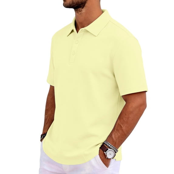 Mens Golf Shirt Dry Fit Mens Polo Shirts Short Sleeve Performance Golf Polos for Men with Collar Work Shirts Beige XL
