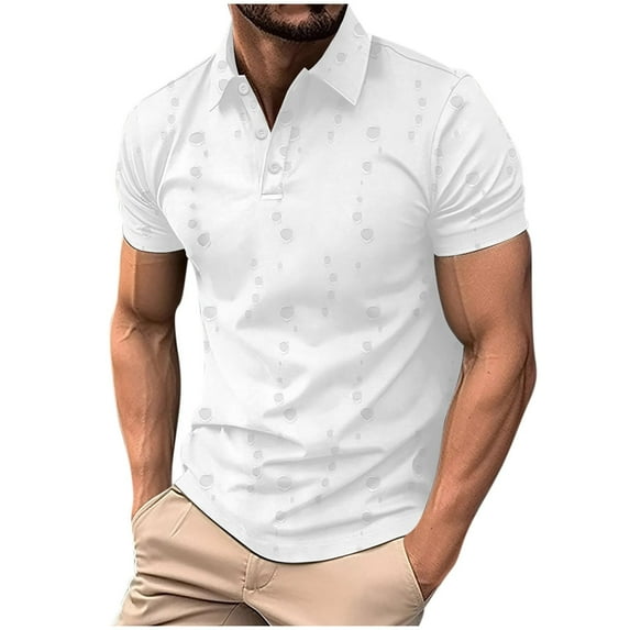 Mens Golf Shirt Qiggri Summer Short Sleeved Solid Color Top With Holes Fashionable Short Sleeved Sports Men's Short Sleeved Lapel Top/Shirt Mens Casual Shirts