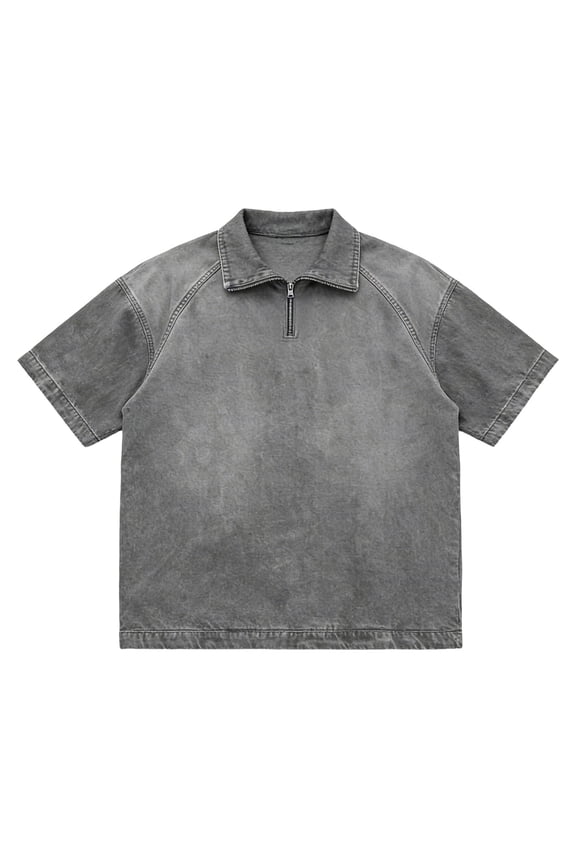 Mens Golf Shirts Apparel Solid Color Style Half Zip Short Sleeve Couple Shirts,Grey,2XL