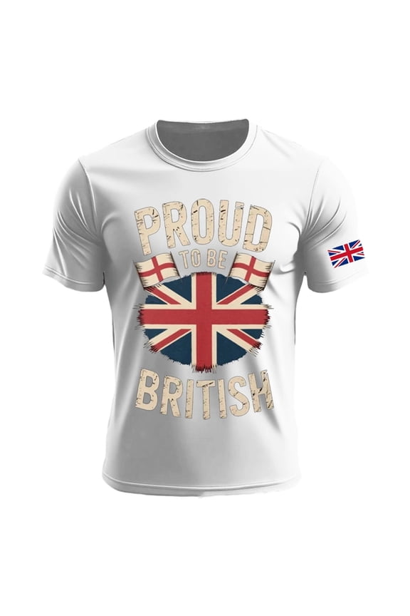 Mens Golf Shirts British Patriotic Jack Print Short Sleeve Blend Couple Shirts,White,2XL