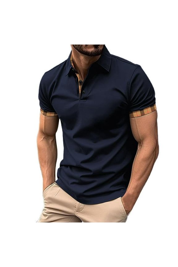 Mens Golf Shirts Button Down Solid Color Short Sleeve Sleeve Work Clothing
